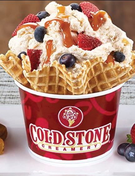 Close up of Cold Stone Creamery waffle cone bowl